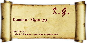 Kummer György névjegykártya